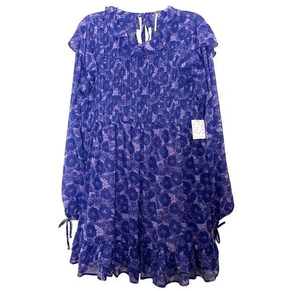 Free People These Dreams Babydoll Swing Mini Dress Large Floral NWT Boho Floral - Picture 2 of 16